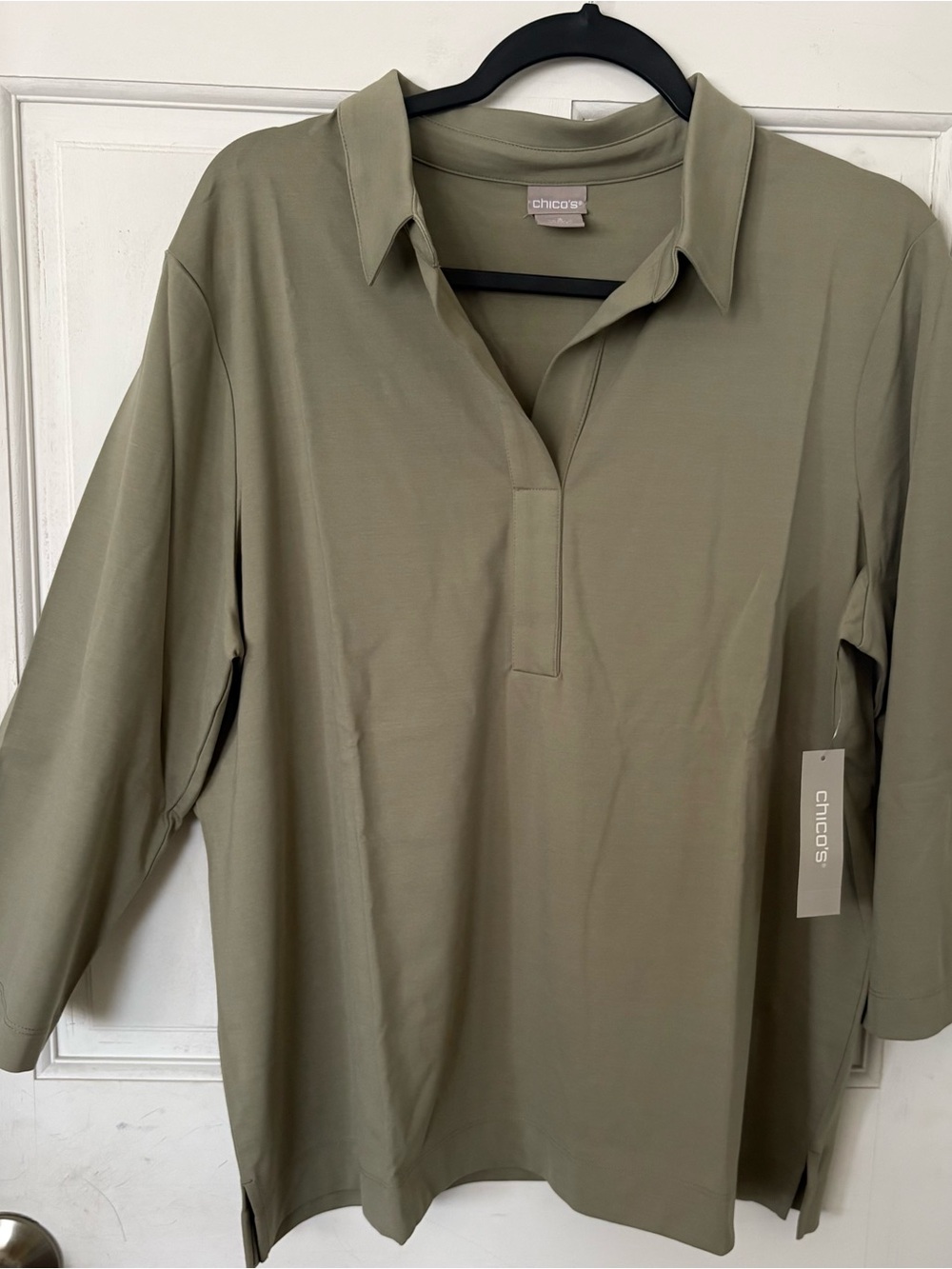 Chico's Sage Green Collared Blouse